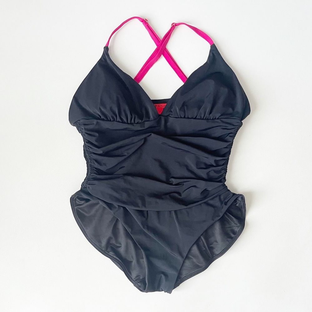 Spanx One-Piece Swimsuit Bathing Suit Black Pink